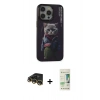 MARSİLYAN™- iPhone 14 Pro Kılıf Siluet Modern Özel Seri - Siyah 20D Premium Cam Ekran Koruyucu + Raze Metal Kamera Lens - GD