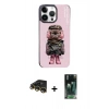 MARSİLYAN™- iPhone 14 Pro Kılıf Siluet Modern Özel Seri - Siyah 360 Mat Full Body Arka Koruyucu + Raze Metal Kamera Lens - GD