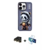 MARSİLYAN™- iPhone 14 Pro Kılıf Siluet Modern Özel Seri - Siyah 3D Antistatik Cam Ekran Koruyucu + Raze Metal Kamera Lens - GD