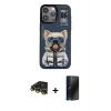 MARSİLYAN™- iPhone 14 Pro Kılıf Siluet Modern Özel Seri - Siyah 3D Antistatik Hayalet Cam Ekran Koruyucu + Raze Metal Kamera Lens - GD