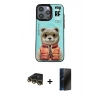 MARSİLYAN™- iPhone 14 Pro Kılıf Siluet Modern Özel Seri - Siyah 3D Antistatik Hayalet Cam Ekran Koruyucu + Raze Metal Kamera Lens - GD