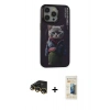 MARSİLYAN™- iPhone 14 Pro Kılıf Siluet Modern Özel Seri - Siyah 6D Mat Seramik Hayalet Nano Ekran Koruyucu + Gold Raze Metal Kamera Lens
