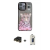 MARSİLYAN™- iPhone 14 Pro Kılıf Siluet Modern Özel Seri - Siyah Bilvis Hayalet Cam Ekran Koruyucu + Raze Metal Kamera Lens - GD