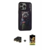 MARSİLYAN™- iPhone 14 Pro Kılıf Siluet Modern Özel Seri - Siyah Buffer Cam Ekran Koruyucu + Raze Metal Kamera Lens - GD
