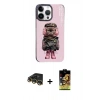 MARSİLYAN™- iPhone 14 Pro Kılıf Siluet Modern Özel Seri - Siyah Buffer Cam Ekran Koruyucu + Raze Metal Kamera Lens - GD
