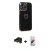 MARSİLYAN™- iPhone 14 Pro Kılıf Ufuk Form Prime - Siyah Bilvis 3D Mat Cam Ekran Koruyucu + Raze Metal Kamera Lens - GD