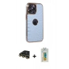 MARSİLYAN™- iPhone 14 Pro Kılıf Ufuk Form Prime - Siyah Polymer Nano Ekran Koruyucu + Raze Metal Kamera Lens - GD