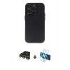 MARSİLYAN™- iPhone 14 Pro Kılıf Ufuk Minimal Özel Seri - Siyah 3D Antistatik Cam Ekran Koruyucu + Raze Metal Kamera Lens - GD