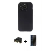 MARSİLYAN™- iPhone 14 Pro Kılıf Ufuk Minimal Özel Seri - Siyah 3D Antistatik Hayalet Cam Ekran Koruyucu + Raze Metal Kamera Lens - GD