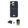 MARSİLYAN™- iPhone 14 Pro Kılıf Vadi Çizgi Prime - Siyah Buffer Cam Ekran Koruyucu + Raze Metal Kamera Lens - GD
