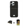 MARSİLYAN™- iPhone 14 Pro Kılıf Vadi Çizgi Prime - Siyah Buffer Cam Ekran Koruyucu + Raze Metal Kamera Lens - GD