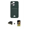MARSİLYAN™- iPhone 14 Pro Kılıf Vadi Çizgi Prime - Siyah Buffer Cam Ekran Koruyucu + Raze Metal Kamera Lens - GD