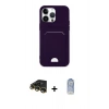 MARSİLYAN™- iPhone 14 Pro Kılıf Vadi Çizgi Prime - Siyah Joko Magic 5D Cam + Gold Raze Metal Kamera Lens