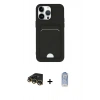 MARSİLYAN™- iPhone 14 Pro Kılıf Vadi Çizgi Prime - Siyah Joko Magic 5D Cam + Gold Raze Metal Kamera Lens