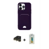 MARSİLYAN™- iPhone 14 Pro Kılıf Vadi Çizgi Prime - Siyah Polymer Nano Ekran Koruyucu + Raze Metal Kamera Lens - GD