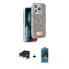 MARSİLYAN™- iPhone 14 Pro Kılıf Vadi Klasik Serisi - Siyah 18D Cam Ekran Koruyucu + Raze Metal Kamera Lens - GD