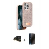 MARSİLYAN™- iPhone 14 Pro Kılıf Vadi Klasik Serisi - Siyah 3D Antistatik Hayalet Cam Ekran Koruyucu + Raze Metal Kamera Lens - GD