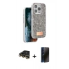 MARSİLYAN™- iPhone 14 Pro Kılıf Vadi Klasik Serisi - Siyah 3D Antistatik Hayalet Cam Ekran Koruyucu + Raze Metal Kamera Lens - GD