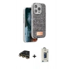 MARSİLYAN™- iPhone 14 Pro Kılıf Vadi Klasik Serisi - Siyah Bilvis Hayalet Cam Ekran Koruyucu + Raze Metal Kamera Lens - GD