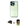 MARSİLYAN™- iPhone 14 Pro Kılıf Vadi Minimal - Siyah Buffer Cam Ekran Koruyucu + Gold Raze Metal Kamera Lens