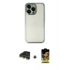 MARSİLYAN™- iPhone 14 Pro Kılıf Vadi Minimal - Siyah Buffer Cam Ekran Koruyucu + Gold Raze Metal Kamera Lens