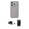 MARSİLYAN™- iPhone 14 Pro Kılıf Vadi Özel Seri - Siyah 3D Antistatik Hayalet Cam Ekran Koruyucu + Raze Metal Kamera Lens - GD