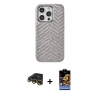MARSİLYAN™- iPhone 14 Pro Kılıf Vadi Özel Seri - Siyah Buffer Hayalet Cam Ekran Koruyucu + Gold Raze Metal Kamera Lens