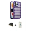 MARSİLYAN™- iPhone 14 Pro Kılıf Yadigar Doku Özel Seri - Şeffaf Pasifik Cam Ekran Koruyucu + Raze Metal Kamera Lens - GD