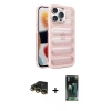 MARSİLYAN™- iPhone 14 Pro Kılıf Yadigar Doku Özel Seri - Siyah 360 Mat Full Body Arka Koruyucu + Raze Metal Kamera Lens - GD