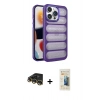 MARSİLYAN™- iPhone 14 Pro Kılıf Yadigar Doku Özel Seri - Siyah 6D Mat Seramik Hayalet Nano Ekran Koruyucu + Raze Metal Kamera Lens - GD