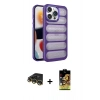 MARSİLYAN™- iPhone 14 Pro Kılıf Yadigar Doku Özel Seri - Siyah Buffer Cam Ekran Koruyucu + Raze Metal Kamera Lens - GD