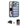 MARSİLYAN™- iPhone 14 Pro Kılıf Yadigar Doku Özel Seri - Siyah Buffer Hayalet Cam Ekran Koruyucu + Raze Metal Kamera Lens - GD