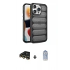 MARSİLYAN™- iPhone 14 Pro Kılıf Yadigar Doku Özel Seri - Siyah Joko Magic 5D Cam + Raze Metal Kamera Lens - GD
