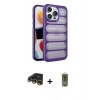 MARSİLYAN™- iPhone 14 Pro Kılıf Yadigar Doku Özel Seri - Siyah Joko Magic 5D Hayalet Cam + Raze Metal Kamera Lens - GD