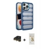 MARSİLYAN™- iPhone 14 Pro Kılıf Yadigar Doku Özel Seri - Siyah Mat Seramik Nano Ekran Koruyucu + Raze Metal Kamera Lens - GD
