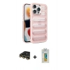 MARSİLYAN™- iPhone 14 Pro Kılıf Yadigar Doku Özel Seri - Siyah Polymer Nano Ekran Koruyucu + Raze Metal Kamera Lens - GD