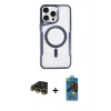 MARSİLYAN™- iPhone 14 Pro Kılıf Yadigar Klasik Özel Seri - Siyah 18D Cam Ekran Koruyucu + Raze Metal Kamera Lens - GD