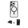 MARSİLYAN™- iPhone 14 Pro Kılıf Yadigar Klasik Özel Seri - Siyah 3D Antistatik Hayalet Cam Ekran Koruyucu + Raze Metal Kamera Lens - GD