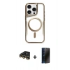 MARSİLYAN™- iPhone 14 Pro Kılıf Yadigar Klasik Özel Seri - Siyah 3D Antistatik Hayalet Cam Ekran Koruyucu + Raze Metal Kamera Lens - GD