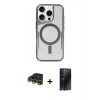 MARSİLYAN™- iPhone 14 Pro Kılıf Yadigar Klasik Özel Seri - Siyah 3D Antistatik Hayalet Cam Ekran Koruyucu + Raze Metal Kamera Lens - GD