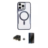 MARSİLYAN™- iPhone 14 Pro Kılıf Yadigar Klasik Özel Seri - Siyah 3D Antistatik Hayalet Cam Ekran Koruyucu + Raze Metal Kamera Lens - GD