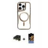 MARSİLYAN™- iPhone 14 Pro Kılıf Yadigar Klasik Özel Seri - Siyah Buffer Hayalet Cam Ekran Koruyucu + Raze Metal Kamera Lens - GD