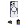 MARSİLYAN™- iPhone 14 Pro Kılıf Yadigar Klasik Özel Seri - Siyah Buffer Hayalet Cam Ekran Koruyucu + Raze Metal Kamera Lens - GD