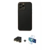 MARSİLYAN™- iPhone 14 Pro Kılıf Yadigar Klasik - Siyah 3D Antistatik Cam Ekran Koruyucu + Raze Metal Kamera Lens - GD