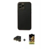MARSİLYAN™- iPhone 14 Pro Kılıf Yadigar Klasik - Siyah Buffer Cam Ekran Koruyucu + Raze Metal Kamera Lens - GD