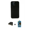 MARSİLYAN™- iPhone 14 Pro Kılıf Yadigar Yansıma Serisi - Siyah 18D Cam Ekran Koruyucu + Raze Metal Kamera Lens - GD