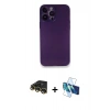 MARSİLYAN™- iPhone 14 Pro Kılıf Yadigar Yansıma Serisi - Siyah 3D Antistatik Cam Ekran Koruyucu + Raze Metal Kamera Lens - GD