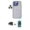 MARSİLYAN™- iPhone 14 Pro Kılıf Yankı Asil Serisi - Siyah 18D Cam Ekran Koruyucu + Raze Metal Kamera Lens - GD