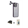 MARSİLYAN™- iPhone 14 Pro Kılıf Yankı Asil Serisi - Siyah 6D Mat Seramik Hayalet Nano Ekran Koruyucu + Raze Metal Kamera Lens - GD