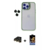 MARSİLYAN™- iPhone 14 Pro Kılıf Yankı Asil Serisi - Siyah Buffer Hayalet Cam Ekran Koruyucu + Raze Metal Kamera Lens - GD